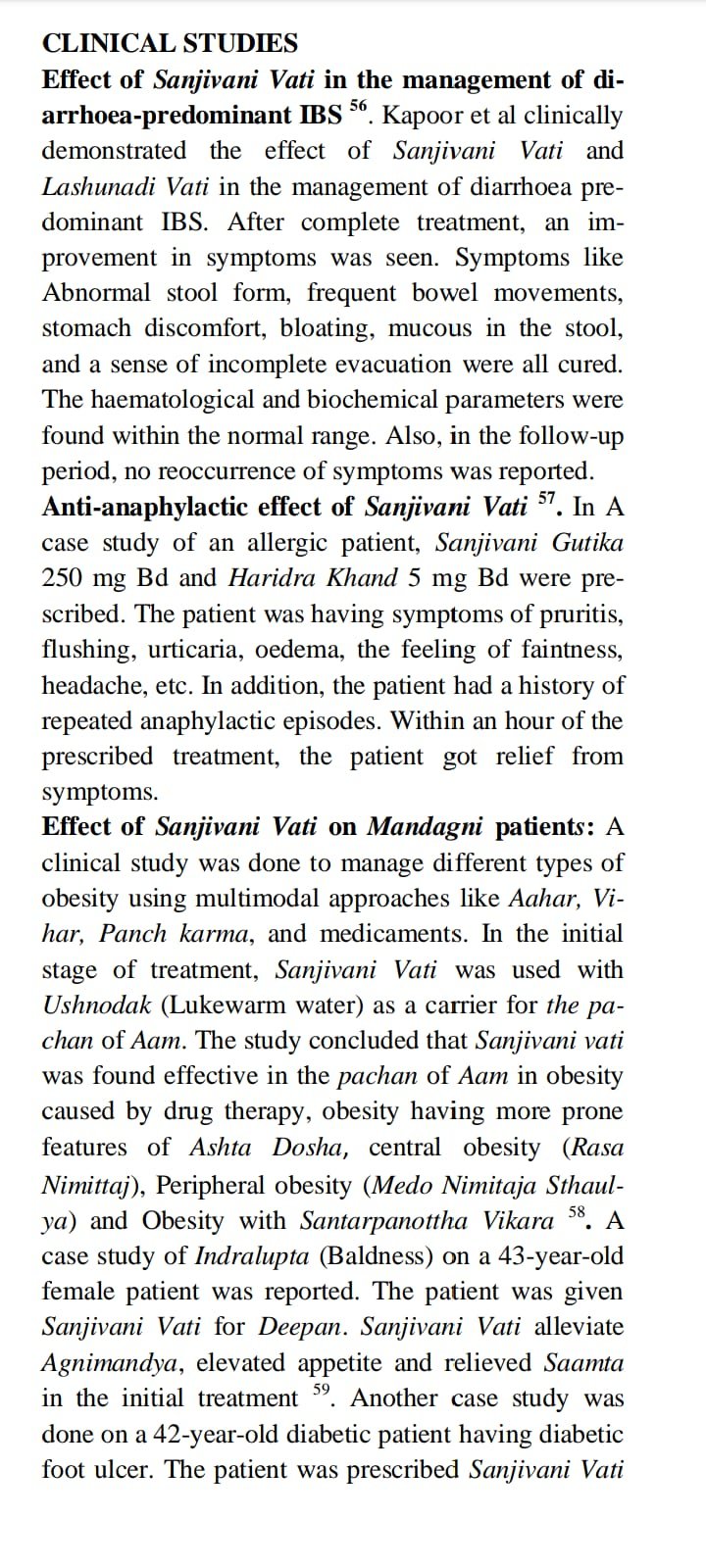 sanjivani vati research 