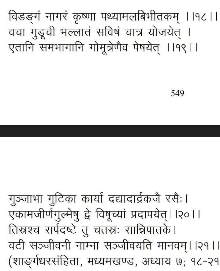 shloka of ingredients of sanjivani vati 